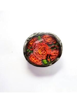 Doğaltaş Gül Desenli Gümüş Yüzük