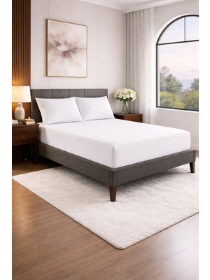 Homenup 90X190 Tek Kişilik Lastikli Çarşaf (Nevresim Kumaşı) Pamuk-Polyester Beyaz