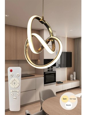 Ey Shop Modern Gold Venüs Model 3 Renk Kumandalı (Beyaz&sarı&günışığı) LED Avize