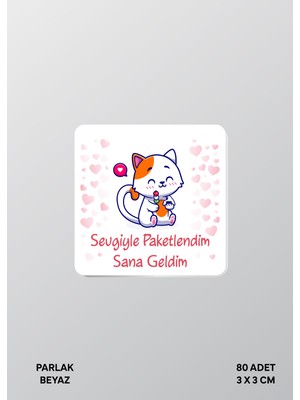 Woisco Teşekkür Etiket Sticker Paketlemeye Özel 3X3CM Parlak Beyaz Etiket T.no:6