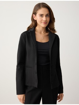 Jimmy Key Siyah Dar Kesim Düğme Detaylı Örme Ceket