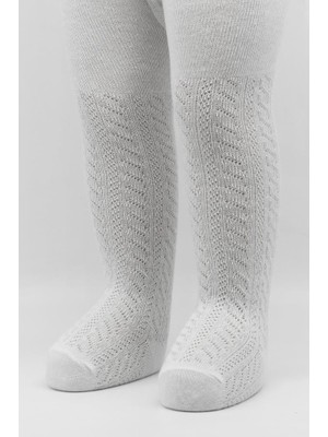 Urfakent Tekli Zikzak Kabartma Penye Külotlu Çorap BS50108 Beyaz