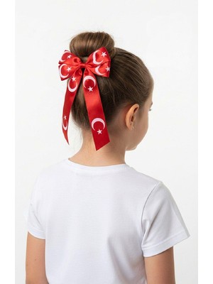 Türk Bayrak Desenli Kırmızı Saç Tokası 5'li | 23 Nisan – 19 Mayıs – 29 Ekim Özel Gün Fiyonk