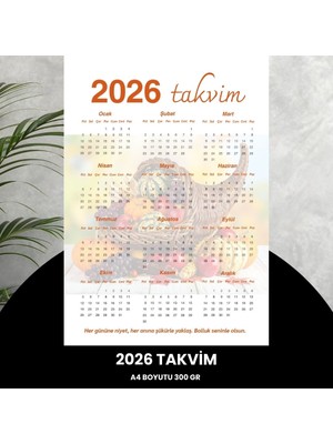 Urfakent Takvim 2026 Premium A4 300 gr Dijital Baskı Turuncu