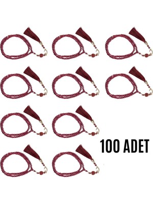 Urfakent Namaz Tesbihi Vavlı 99'lu Cam Incili Ayet-El Kürsi Dua Kartı Ile Fuşya Renk Hediyelik 100 Adet
