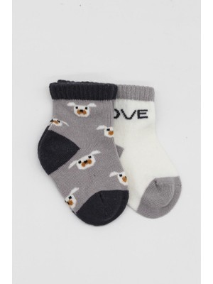 Urfakent 2'li Love Dog Penye Soket Çorap 10118 Gri