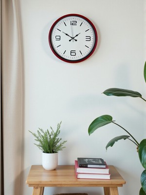 Urfakent 36 cm Kırmızı Modern Dekoratif Duvar Saati