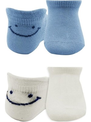 Urfakent 2'li Sneakers Smile Penye Çorap 20106 Mavi Ekru