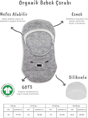 Urfakent 2'li Babet Cute Face Penye Çorap 30103 Gri Beyaz