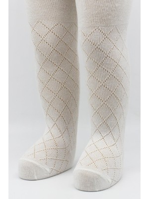 Urfakent Tekli Ekose Kabartma Penye Külotlu Çorap BS50105 Ekru