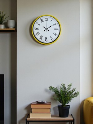 Urfakent 36 cm Sarı Roma Rakamlı Duvar Saati
