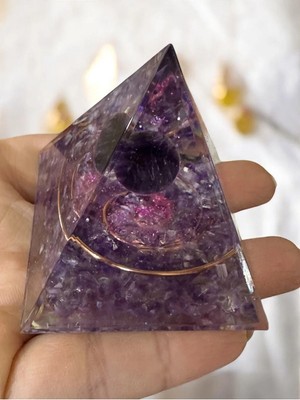 Zodyak Doğal Taş Bohem Ametist Orgon Piramidi - Zenginlik & Refah Için Eneji Dengesi Kristali, Ev Dekor