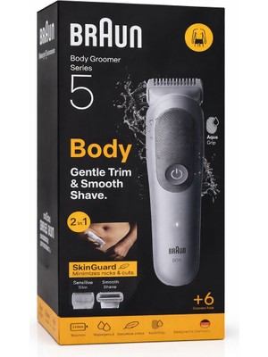 Braun Body Groomer Series 5 Bg5 Erkek Vücut Tıraş Makinesi – Su Geçirmez Skinguard Hassas Bölge Tıraş Makinesi Kablosuz Body Trimmer