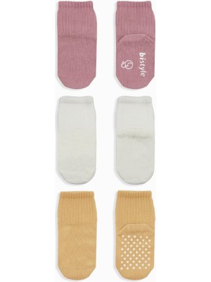 Urfakent Basic Kaymaz Penye Soket Çorap 3'lü BS10107 Pudra Ekru Somon