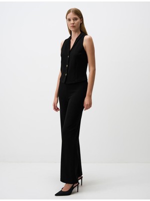 Jimmy Key Siyah Beli Lastikli Normal Bel Normal Paça Örme Pantolon