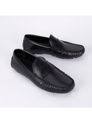 BloominBag Imperıo Loafer Mat Spazulato Onyx Black Premium Hakiki Deri Erkek Loafer Ayakkabı- 42 Numara