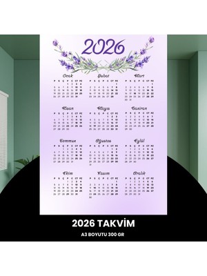 Urfakent Takvim 2026 Premium A3 300 gr Dijital Baskı Lavanta