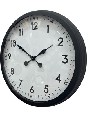 Urfakent 60 cm Siyah Dekoratif Metal Duvar Saati
