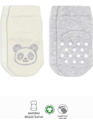 Urfakent 2'li Hayvan Figürlü Kaymaz Soket Çorap 10104 Gri Ekru
