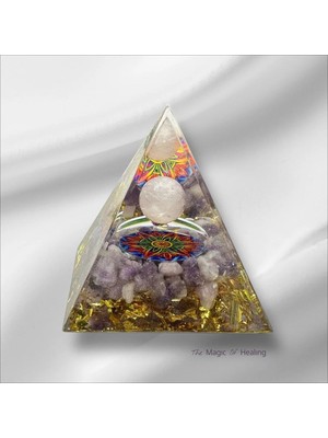 Zodyak Doğal Taş Doğal Taş Ametist Orgon Piramidi (Orgon Piramit) Lotus