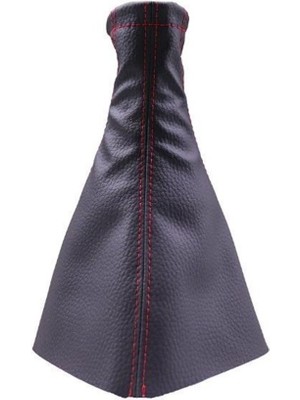 Urfakent Tüm Araçlara Uyumlu Vites Körüğü Siyah Deri Kırmızı Dikiş