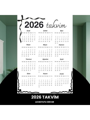 Urfakent Takvim 2026 Premium A3 300 gr Dijital Baskı Siyah Kurdele