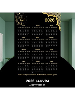Urfakent Takvim 2026 Premium A3 300 gr Dijital Baskı Altın