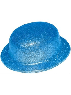 Urfakent Mavi Renk Simli Melon Yuvarlak Parti Şapkası 24X26 cm