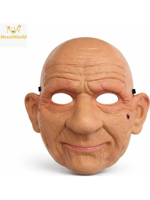 Urfakent Gerçekçi Yaşlı Adam Maskesi – Lateks Görünümlü Plastik Korku Maskesi