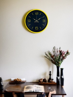 Urfakent 36 cm Sarı Dekoratif Duvar Saati