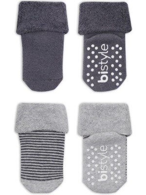 Urfakent 2'li Çemberli Kaymaz Havlu Soket Çorap 10503 Gri-Antrasit