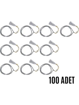 Urfakent Namaz Tesbihi Vavlı 99'lu Cam Incili Ismi Azam Dua Kartı Ile Gri Renk Hediyelik 100 Adet