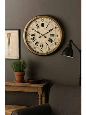 Urfakent 60 cm Eskitme Metal Eskitme Kadran Duvar Saati