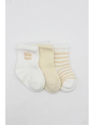 Urfakent Little Love Girl 3'lü Penye Soket Çorap 10137 Ekru