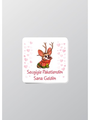 Woisco Teşekkür Etiket Sticker Paketlemeye Özel 3X3CM Parlak Beyaz Etiket T.no:3