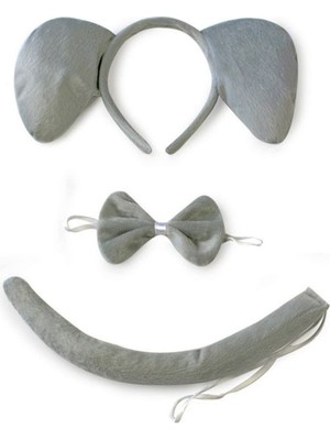 Urfakent Fil Kostümü Aksesuar Seti 3 Lü - Taç Papyon Kuyruk