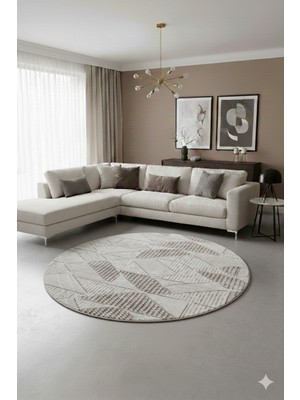 Swan Home Kaymaz Tabanlı Yuvarlak Koridor Mutfak Halısı SHJ93023 Kahve