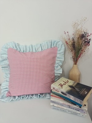 Vintage Fırfırlı Pötikareli Bohem Kırlent Kılıfı