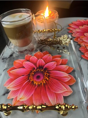 Minoza Yıldız Çiçeği Desenli Leke Tutmaz Gardenya Kumaş Dijital Baskı Kokteyl Sunum Peçetesi 6 Adet