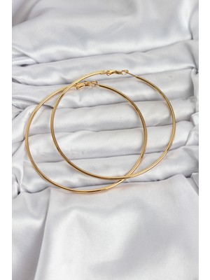 Hopinip 316L Çelik Gold Renk 75 mm Halka Küpe - Lisinya