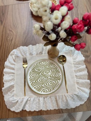 Nurgita Home % 100 Pamuk Fisto Fırfırlı Supla & Amerikan Servisi (35X45 cm )