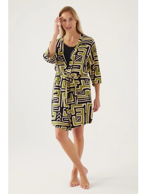 Pierre Cardin 8819-S Kadın Desenli Sabahlıklı Şort Takım