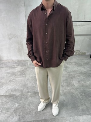 Difransel Jeans Erkek Basic Keten Relaxed Fit Gömlek