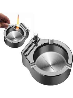 Hopinip Metal Çakmaklı Küllük Zippo Yakıt Ile Çalışır ( Lisinya )