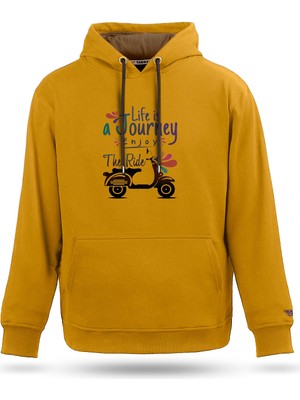 Tarrzzcom Unisex Scooter Life Tasarım Kapşonlu Sweathirt %100 Pamuk 3 Iplik Kanguru Cepli Hoodie