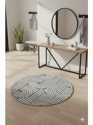 Swan Home Kaymaz Tabanlı Yuvarlak Koridor Mutfak Halısı SHJ3012 Gri