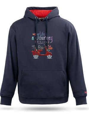 Tarrzzcom Unisex Scooter Life Tasarım Kapşonlu Sweathirt %100 Pamuk 3 Iplik Kanguru Cepli Hoodie