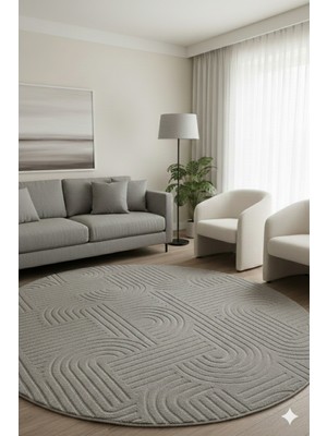 Swan Home Kaymaz Tabanlı Yuvarlak Koridor Mutfak Halısı SHJ3018 Vizon