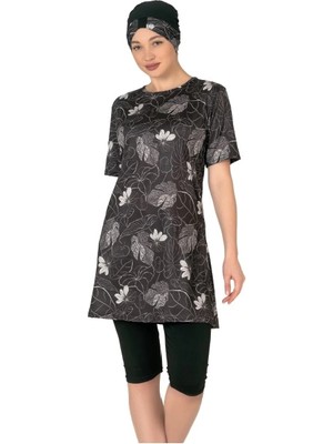 Fm Fantasy 3455 Bayan Yaprak  Desenli Yarı Tesettür Mayo