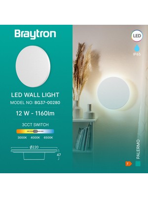 Braytron Beyaz IP65 12W Iç&dış Mekan Aydınlatma Armatürüaplik